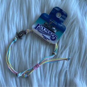 Rainbow Ombré Silver Turtle Charm Wax Thread Bracelet